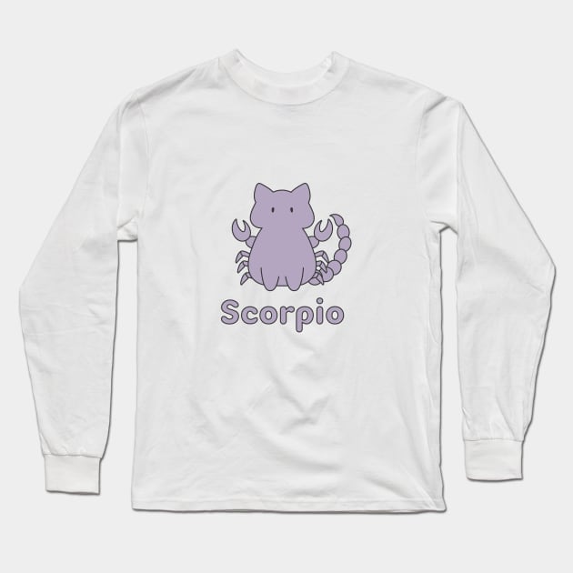 Scorpio Cat Zodiac Sign with Text Long Sleeve T-Shirt by artdorable